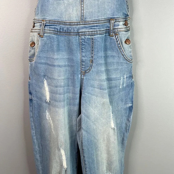 CI SONO Denim Overalls Distressed Jean Blue Light Adjustable 90s Vibe Boho S - Picture 4 of 13